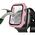 Wholesale Apple Watch Series 6/5/4/SE Hard Full Body Case with Tempered Glass 40MM (Matte Pink)